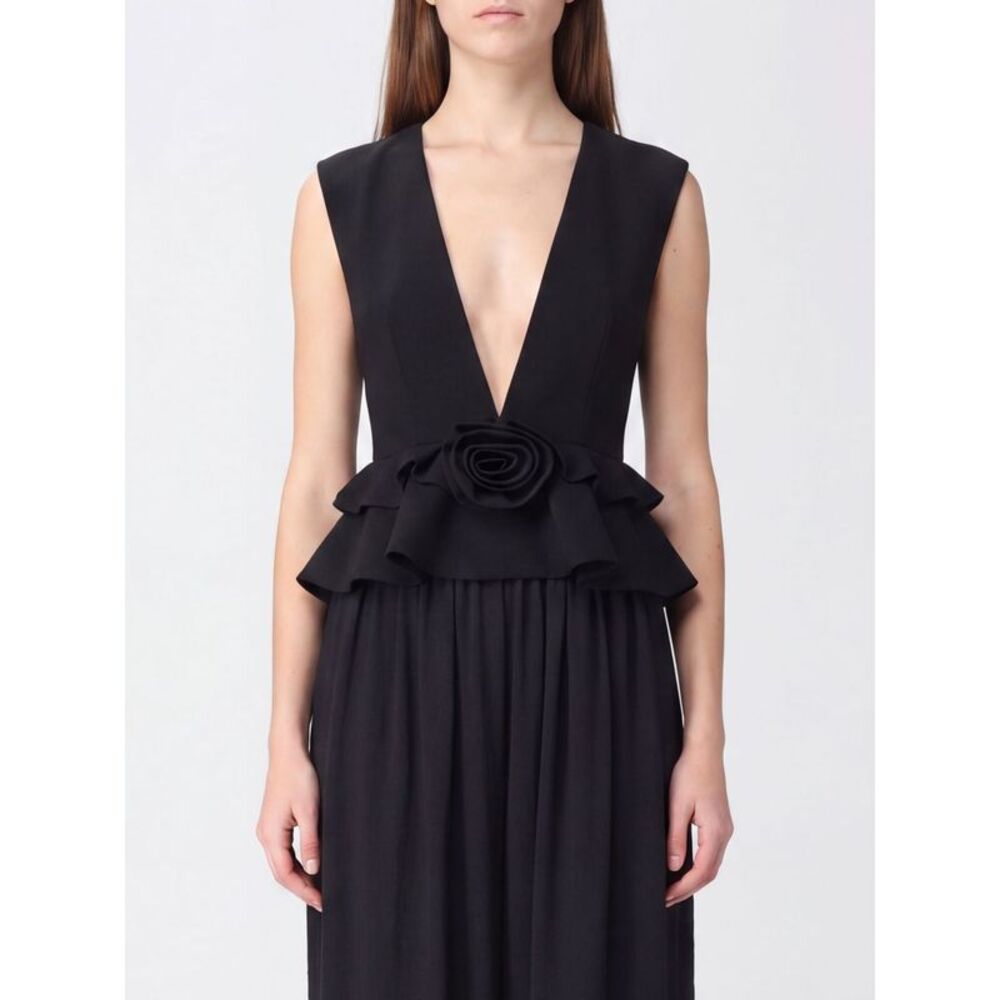 Rotate Women Rotate Sleeveless Evening Top With Ruffles And Floral Applique